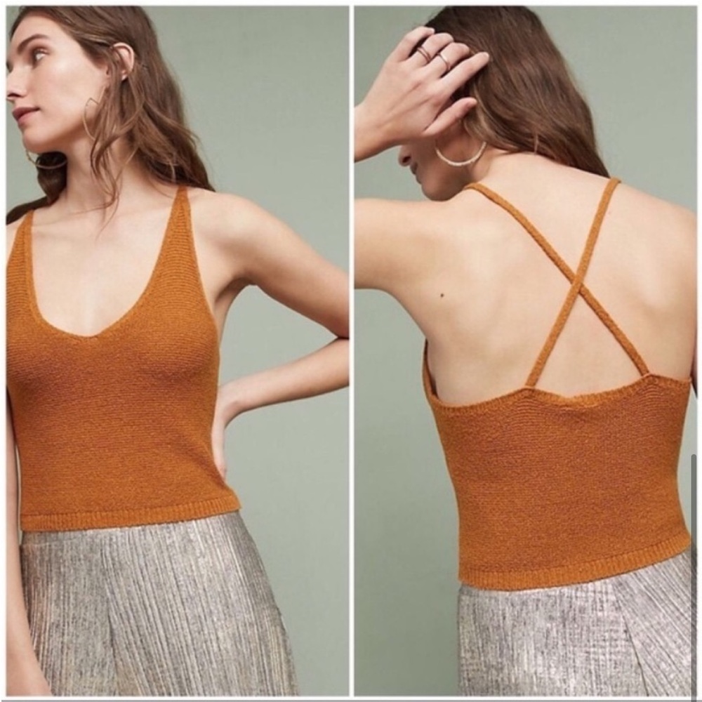 Anthropologie MOTH Knit Racerback Crop Top